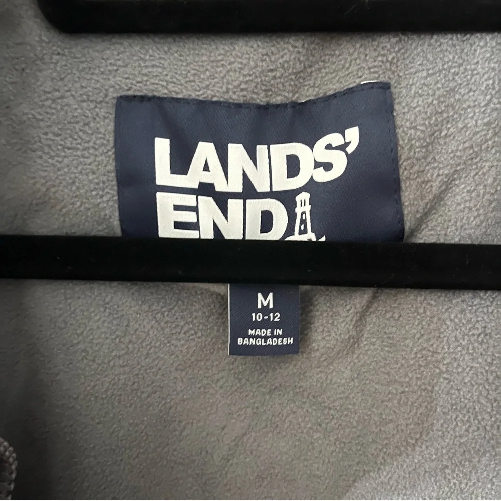 LAND END Boys Arctic Grey Outrigger Hooded Fleece Lined Jacket SZ M-10-12